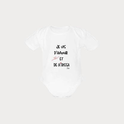 Organic Cotton Babysuit - Je vis d'amour et de Harissa