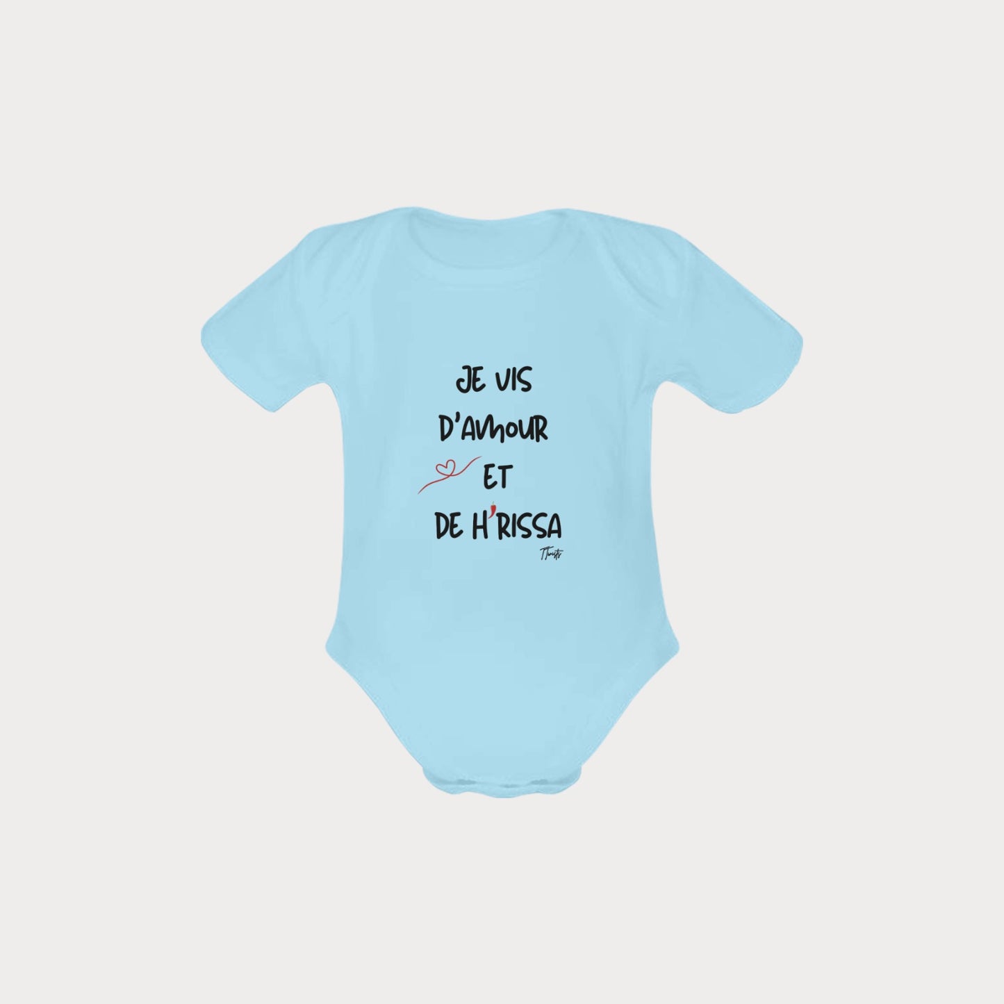 Organic Cotton Babysuit - Je vis d'amour et de Harissa