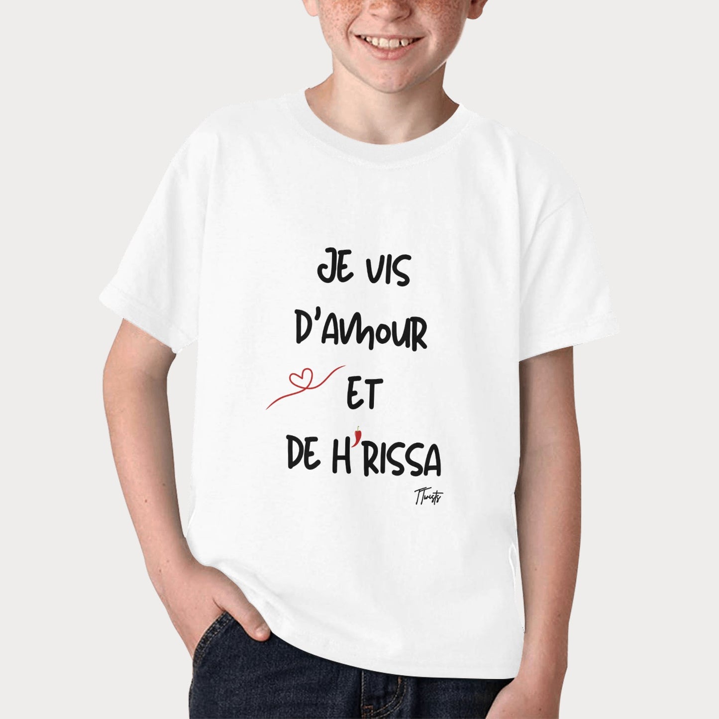 Kids T-shirt - Je vis d'amour et de harissa