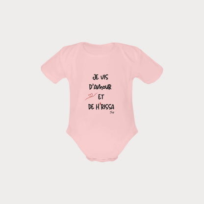 Organic Cotton Babysuit - Je vis d'amour et de Harissa