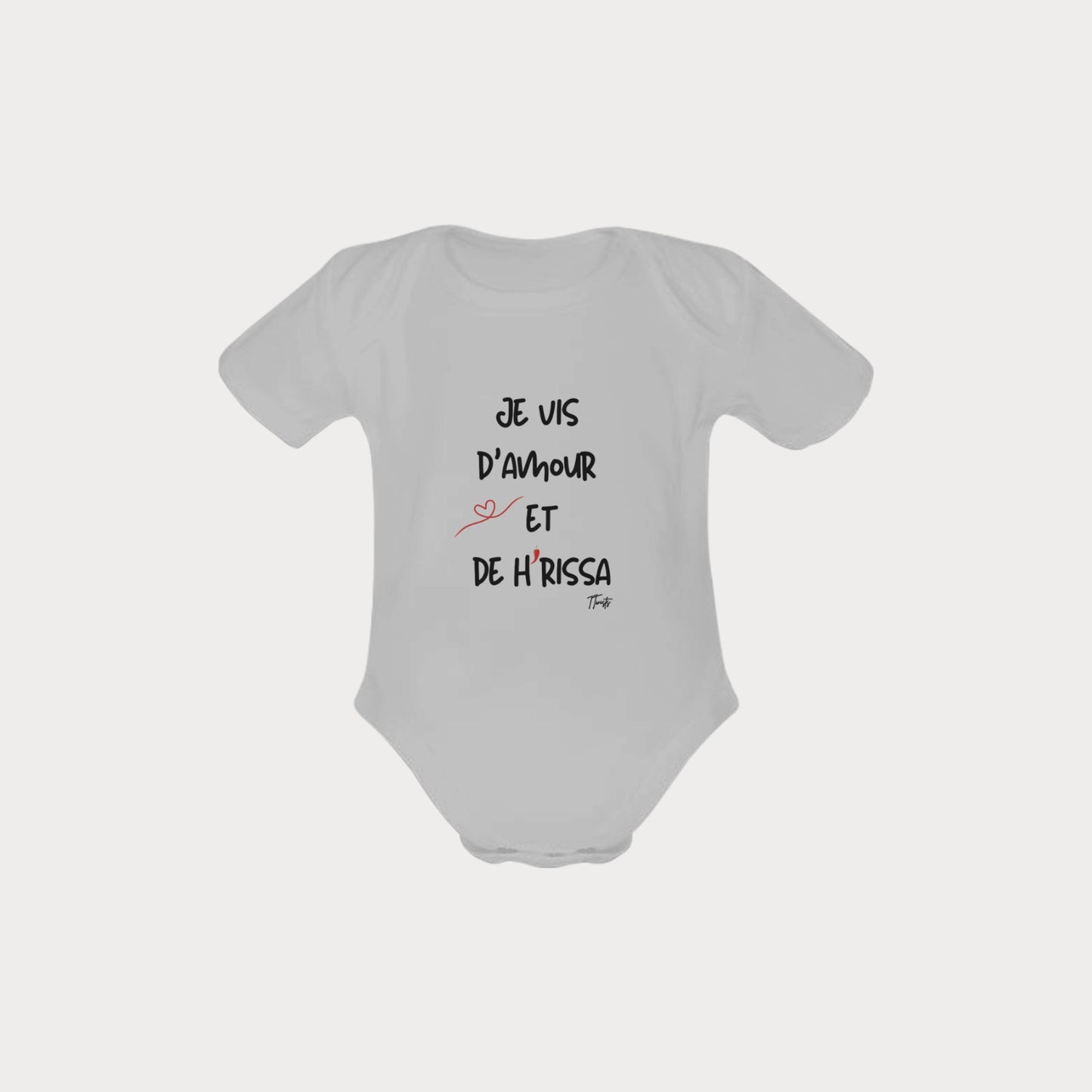 Organic Cotton Babysuit - Je vis d'amour et de Harissa