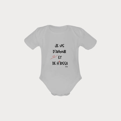 Organic Cotton Babysuit - Je vis d'amour et de Harissa